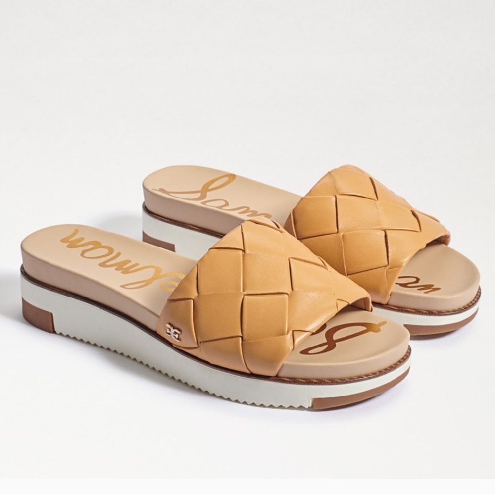 Sam Edelman Womens Adaley Slide Sandal In Natural Sand Woven Leather Size 6